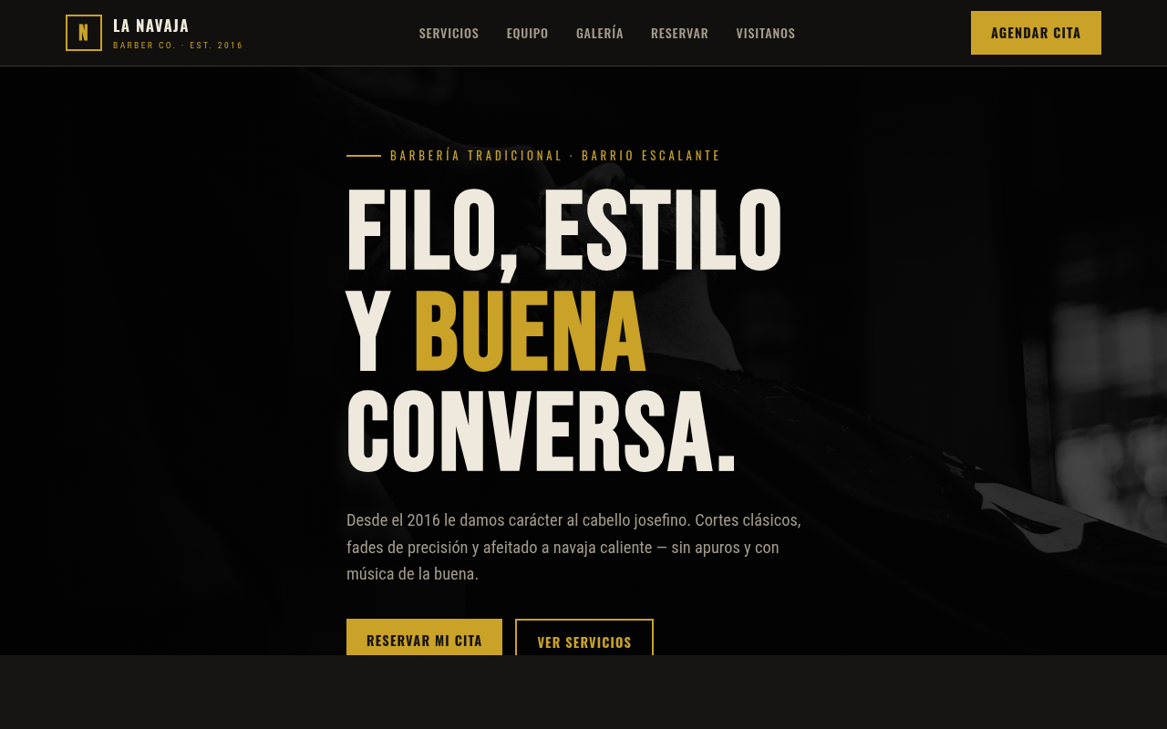 Ejemplo de sitio: La Navaja — Barbería
