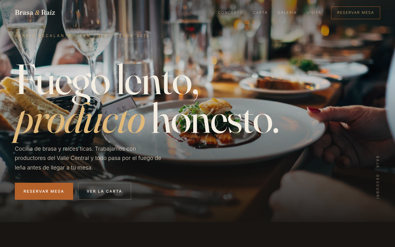 Ejemplo de sitio: Brasa & Raíz — Restaurante